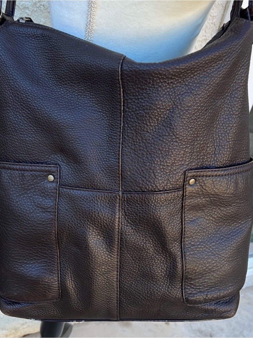Eddie Bauer Brown Pebble Leather Shoulder Bag
